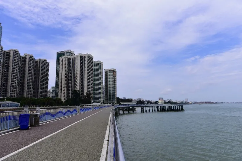 Waterfront residential buildings in Beihai, Guangxi, popular winter retreat for seasonal migrants.